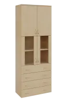 N 6 - 84ZSD kancelářská skříň, 2-dveřová/4-zásuvková/prosklená, 2150x800x400, bříza irská